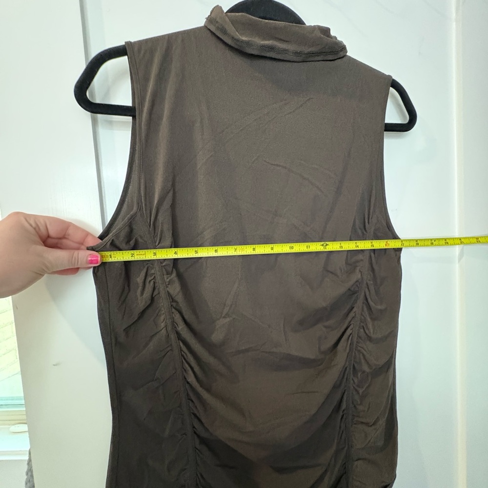 Ellen Tracy Sleeveless Brown Tank Top SILK SZ LARGE - Picture 7 of 11